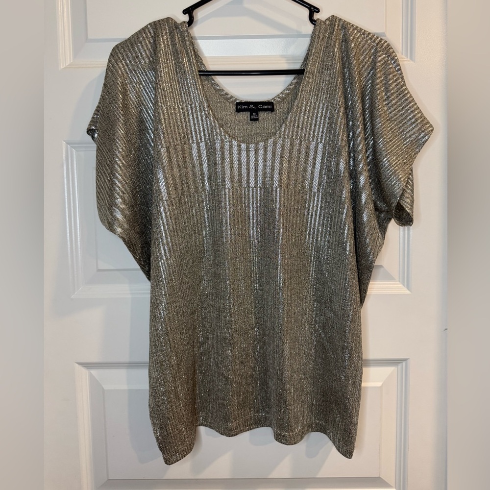 Kim & Cami Metallic Silver Blouse